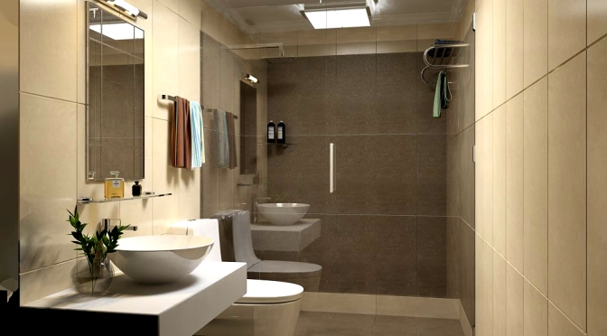 Simple Dry Bathroom Design with 3D Sketchup and Vray Rendering